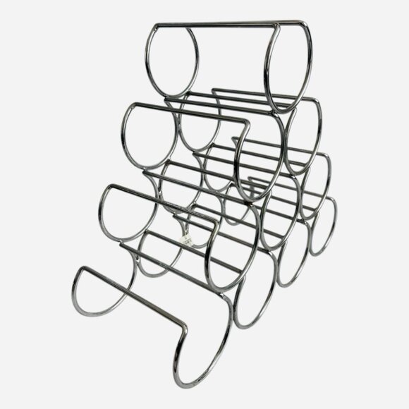 Crate & Barrel Arc Metal Wine Rack Tabletop 10Bottle Holder Free Standing Silver - Picture 3 of 5